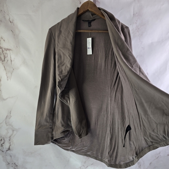 White House Black Market Jacket Womens Small Cowl Zip Slub Lounge Alpaca Thumb - Picture 8 of 12